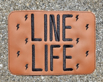Embroidered Faux Leather Marine Vinyl Stroller Wagon Patch Line Life Lineman Patch