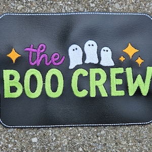 Embroidered Faux Leather Marine Vinyl Stroller Wagon Patch the boo crew halloween
