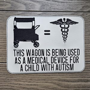 Embroidered Faux Leather Marine Vinyl Stroller Wagon Patch Wagon Medical Device Child with Autism