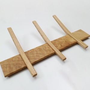 Coat hook rack in solid oak, Kitchen towel hooks, robe and bath towel hooks