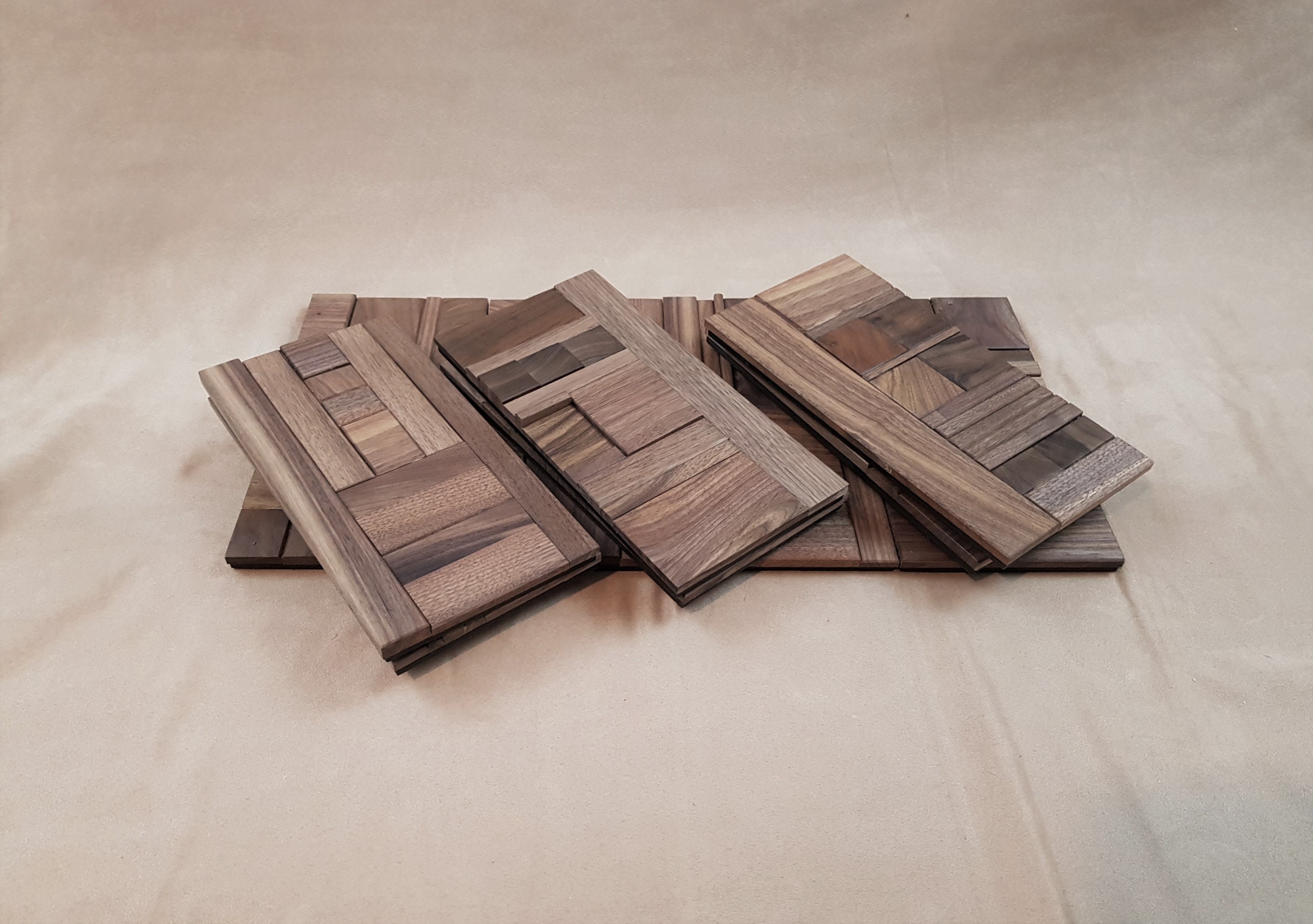 Wooden 3D Wall Panels in Black Walnut Wooden Mosaic Wall Etsy