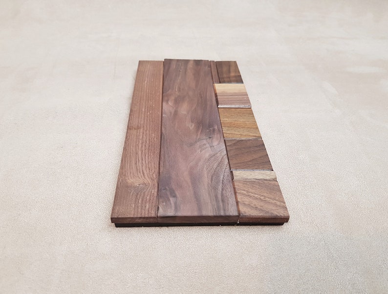 Wooden 3D Wall Panels in Black Walnut Wooden Mosaic Wall Etsy