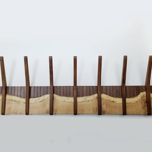 wall mounted coat rack in oak and walnut, kitchen towel hooks, robe and bath towel hooks