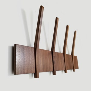 Coat hook rack in black walnut, &quot;fishbone&quot; towel hooks, robe and bath towel hooks