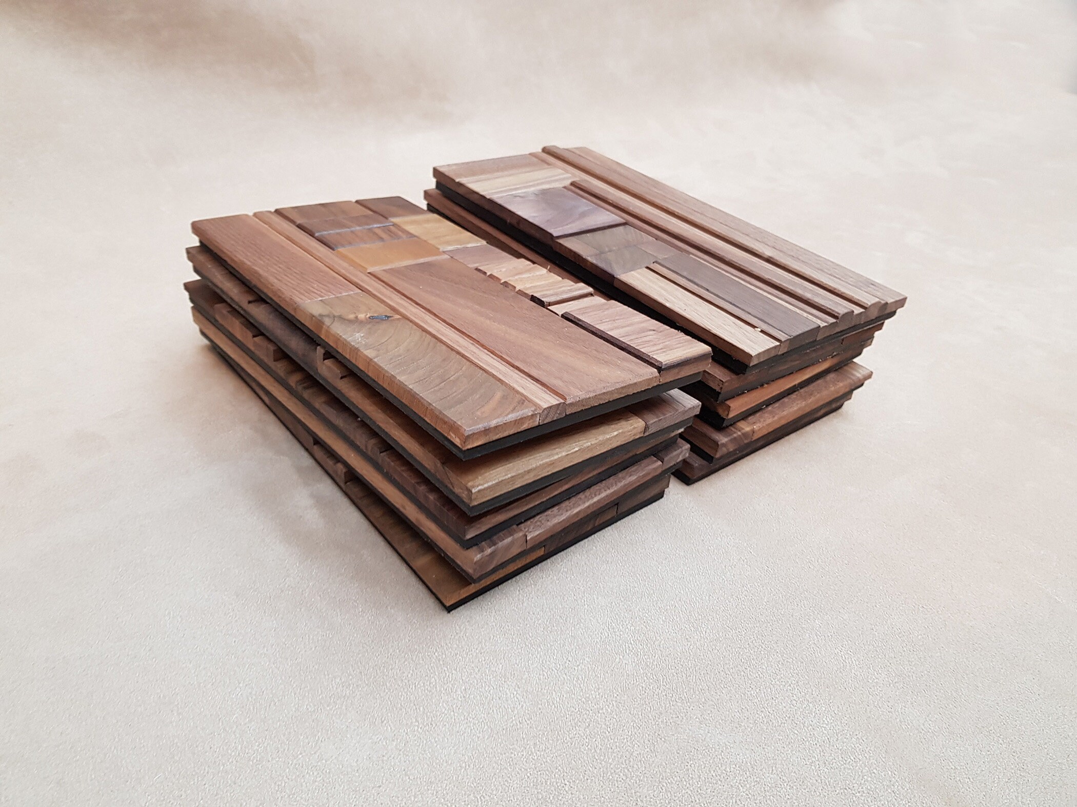 Wooden 3D Wall Panels in Black Walnut Wooden Mosaic Wall Etsy