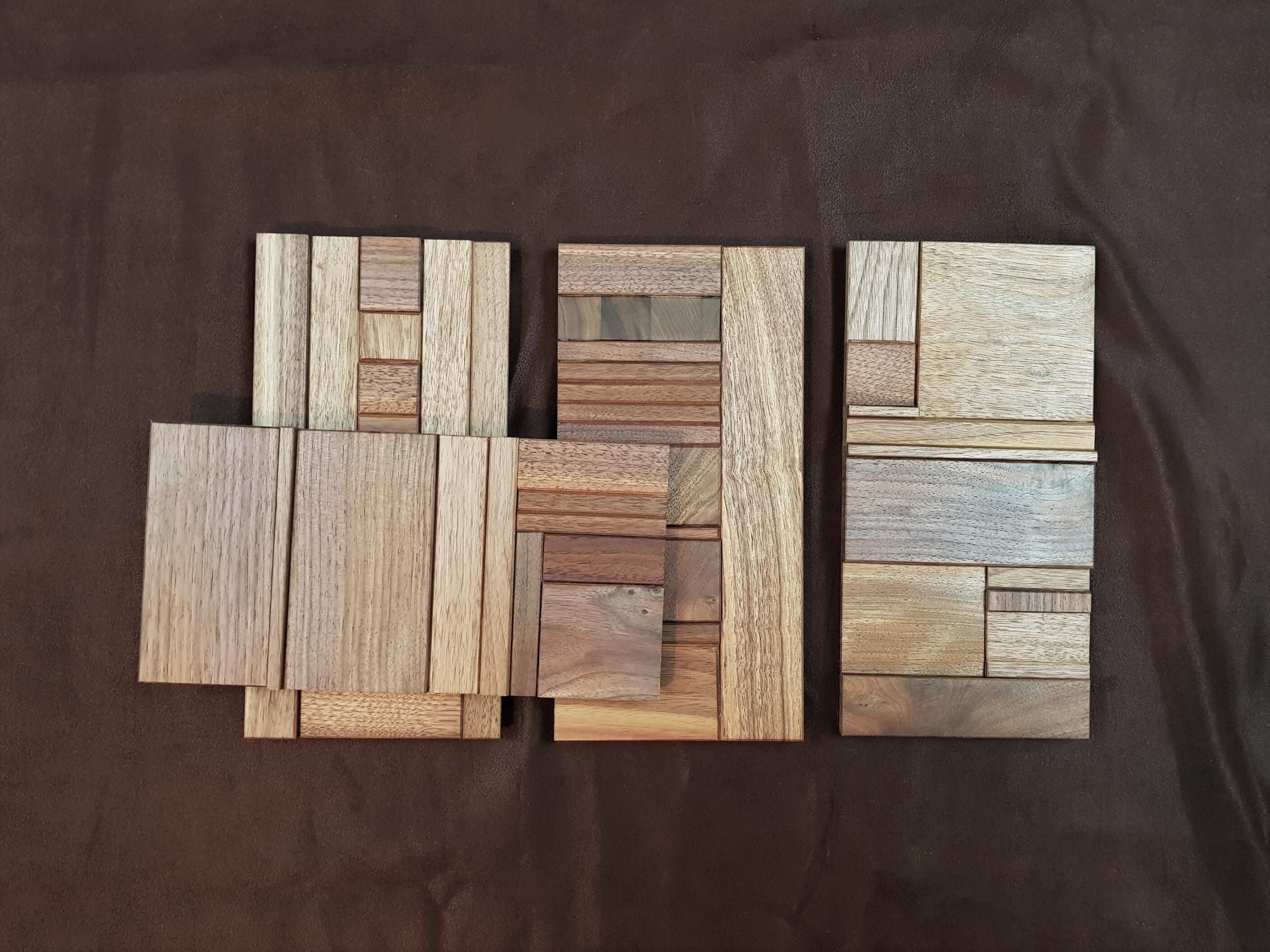 Wooden 3D Wall Panels in Black Walnut Wooden Mosaic Wall Etsy