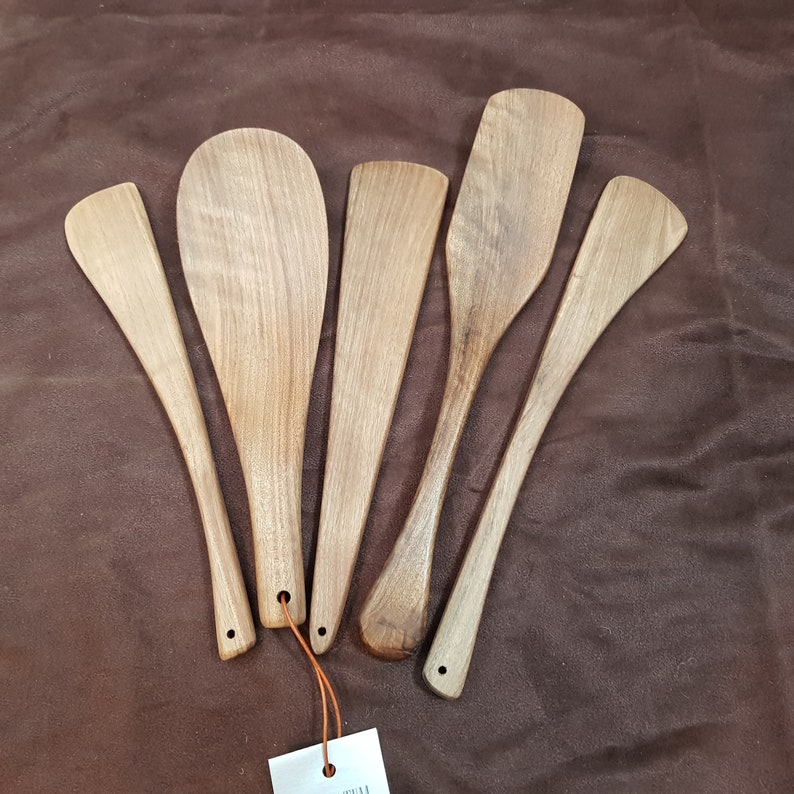 Five Piece Wooden Spatula Set Handmade From English Walnut, Kitchen