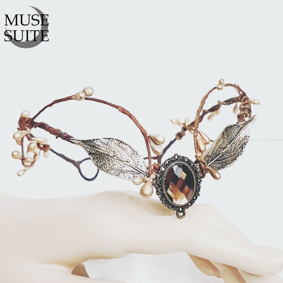celtic diadem-fantasy tiara-woodland forest magic hairdress pagan wiccan witch elf crown elvish circlet Elven tiara with leaves