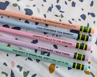 Taylor Swift Pencils Customised Red Pencils Featuring Red Song Titles 
