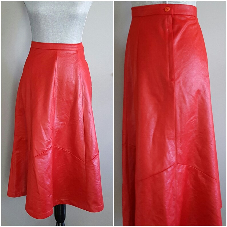 Vintage 1970's Skirt. 70's Red Flare Skirt. 1970 Midi Etsy