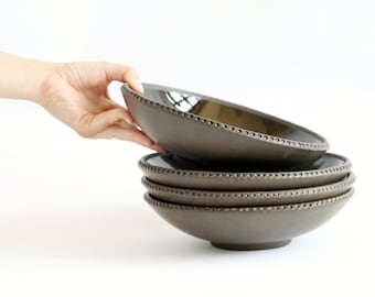 Set of 4 large soup bowls 22cm- soup bowl - serving bowl - hand thrown pottery - ramen noodle bowl - tableware set bowl set