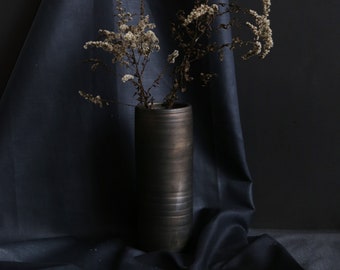 Handmade Anthracite Ceramic Vase: Scandinavian Table Decor