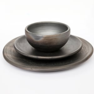 Handmade Rustic Dinnerware Set: Ceramic Bowl and Plates
