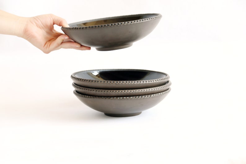 Set of 4 large soup bowls 22cm soup bowl serving bowl hand thrown pottery ramen noodle bowl tableware set bowl set image 6