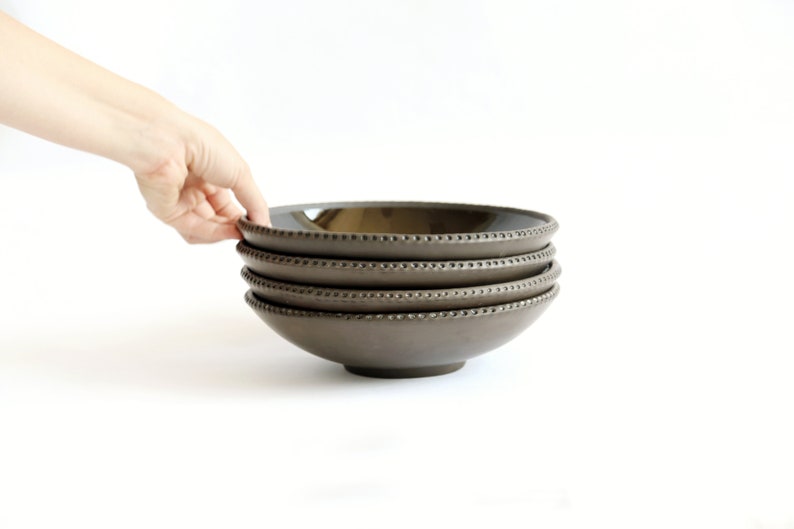 Set of 4 large soup bowls 22cm soup bowl serving bowl hand thrown pottery ramen noodle bowl tableware set bowl set image 7