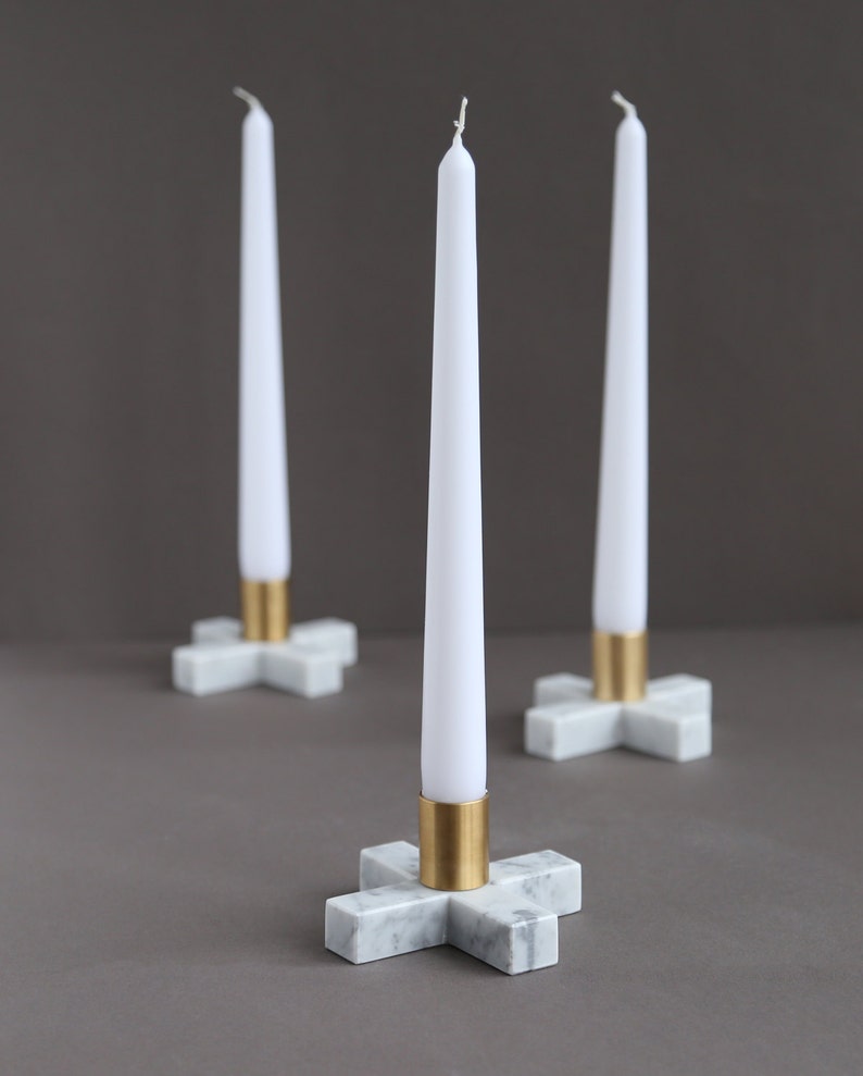 Marble Candle Holder Brass Candle Holder Scandinavian Home Etsy