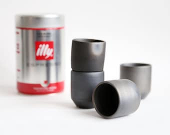 Handmade Pottery Espresso Cup Set: Modern Ceramic Barware, 3oz