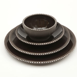 Chocolate brown dinner ware set - pick any type - hand thrown pottery - clay plate dish bowl - earthenware dinning dishes