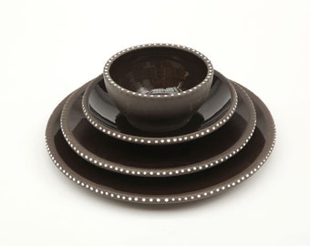 Chocolate brown dinner ware set - pick any type - hand thrown pottery - clay plate dish bowl - earthenware dinning dishes