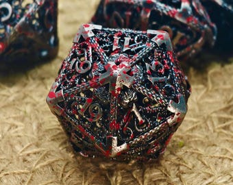Handmade Cthulhu Hollow DND Dice Set, Polyhedral D&D Dice, Compatible with Dungeons and Dragons Gift, TTRPG Antique Copper Metal Dice