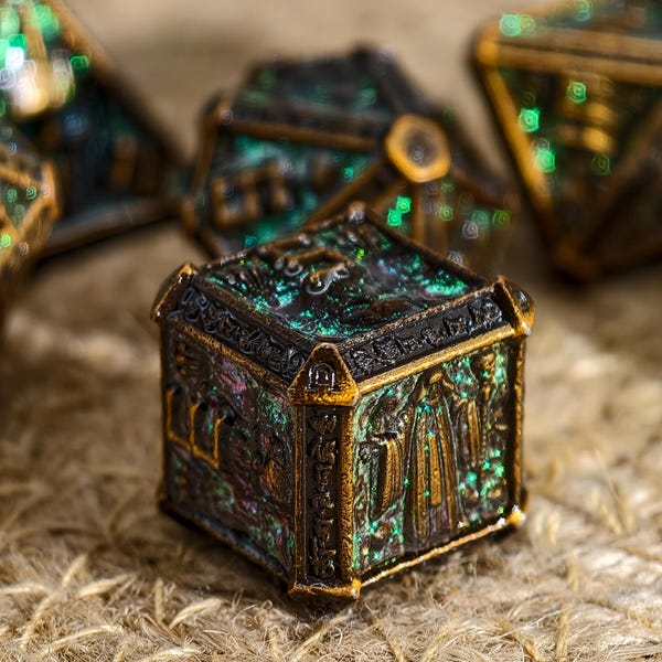 Wizard Metal Dice Set, 7pc Dice Set, Metal Dice Set for DnD, Heavy Polyhedral RPG Dice for Dungeons & Dragons, Tabletop Gaming Giftm, MTG