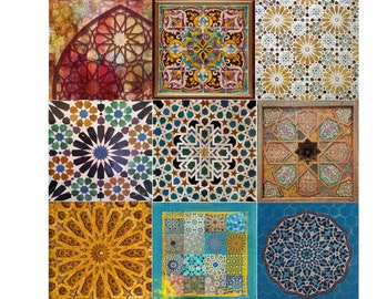 Cartes de voeux vierges pour toutes les occasions Arabesque Motifs géométriques traditionnels Mauresque Persan Marocain Mosaïque Universel