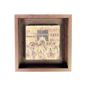 The Kaaba circa 1887 Stone Art - SMALL Islamic Gift Wall Art Stone Art Natural Travertine Tile