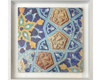Geometric Blue Moorish Alhambra Tile Design – Stone Art