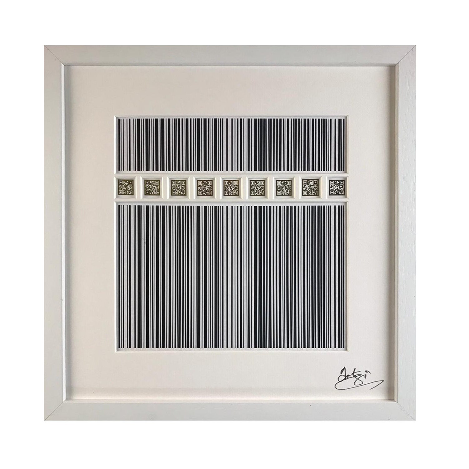 Kaaba QR Code of Life in White Box Frame Gold Embossed Bar Code Scan QR ...