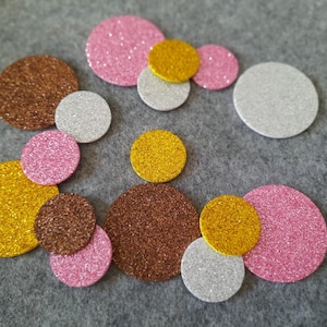 Glitzer Kreise gemischte Größe Coriandoli Pack. Mehrfarbige runde Glitzer Formen, Stoff Kreise, Handwerk liefert, stanz geschnitten Handwerk Verzierung