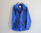 Blue Canvas Parka Denim Parka Oversize Hooded Jean Parka Fishermen Coat Spring Parka Demin Jacket Vintage Size M-L Club Monco O183A