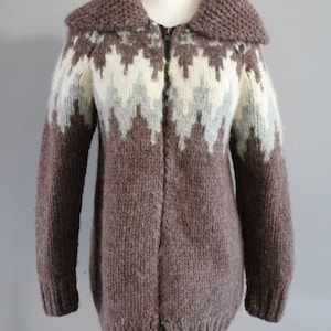 Vintage Handmade Cowichan Wool Cardigan: Nordic Chunky Knit Sweater