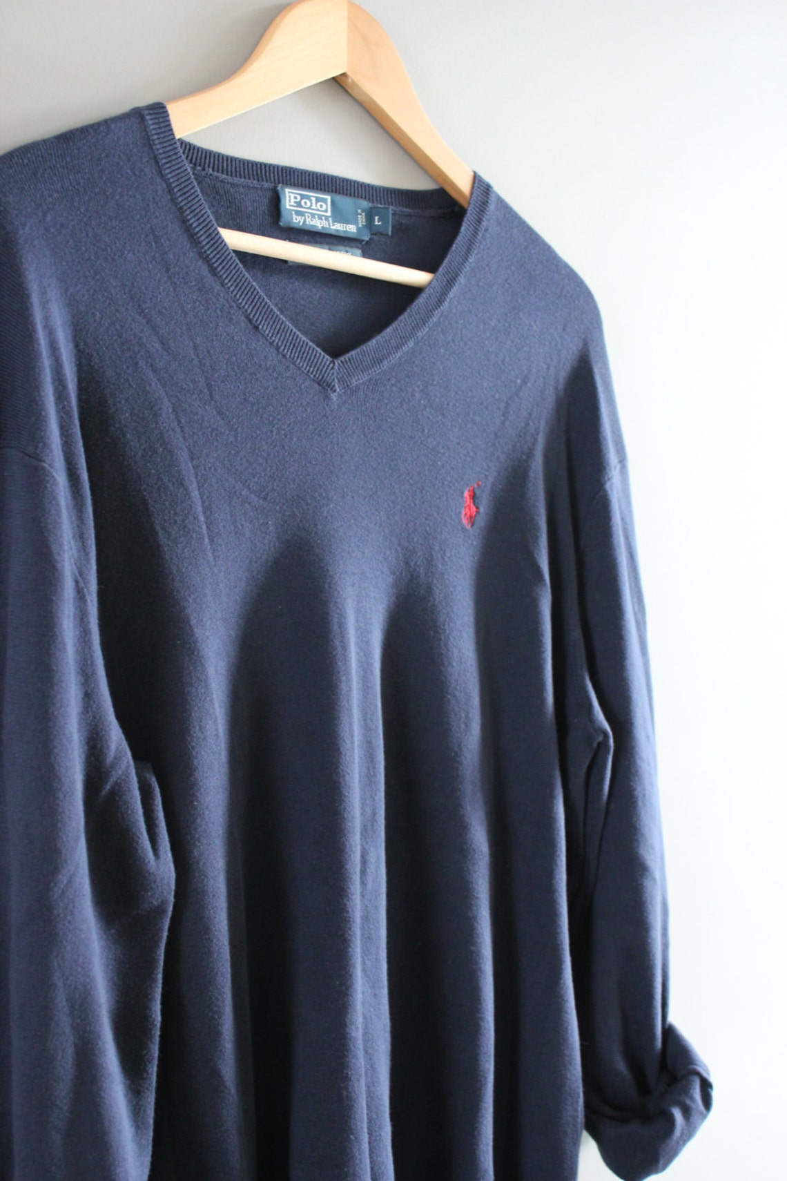 Size L XL Ralph Lauren Sweater Navy Blue 100% Pima Cotton | Etsy