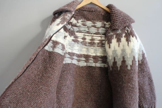 Vintage Handmade Wool Cowichan Chunky Knit Cardig… - image 10