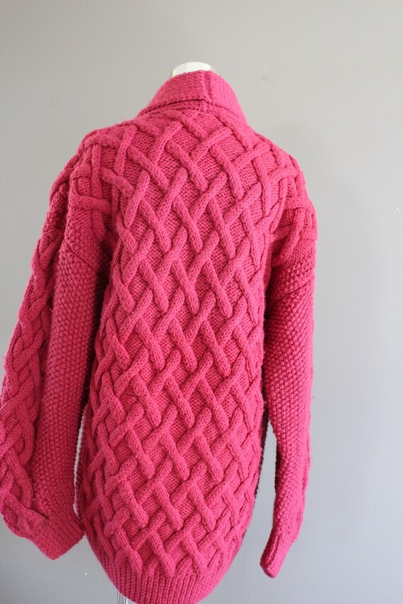 Vintage Handmade Wool Mix Pink Cardigan Cable Kni… - image 6