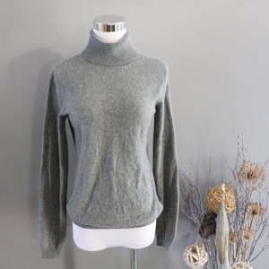 Vintage 100% Kaschmir Rollkragenpullover - Slim Fit Minimalist Grau (Größe M)