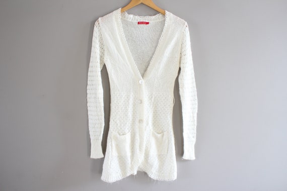 Mohair White Cardigan Boho Cardigan Long Bohemian