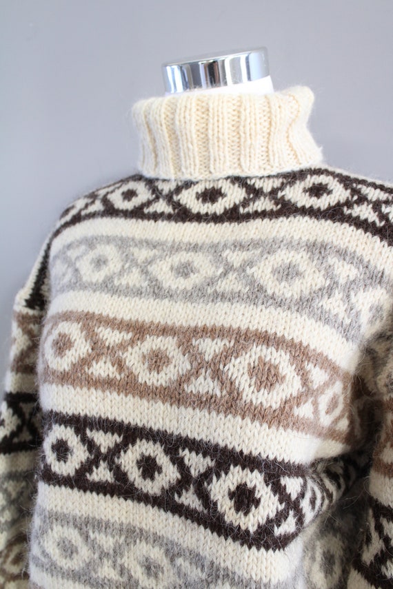 Vintage Handmade Wool Chunky Knit Jumper Nordic I… - image 5