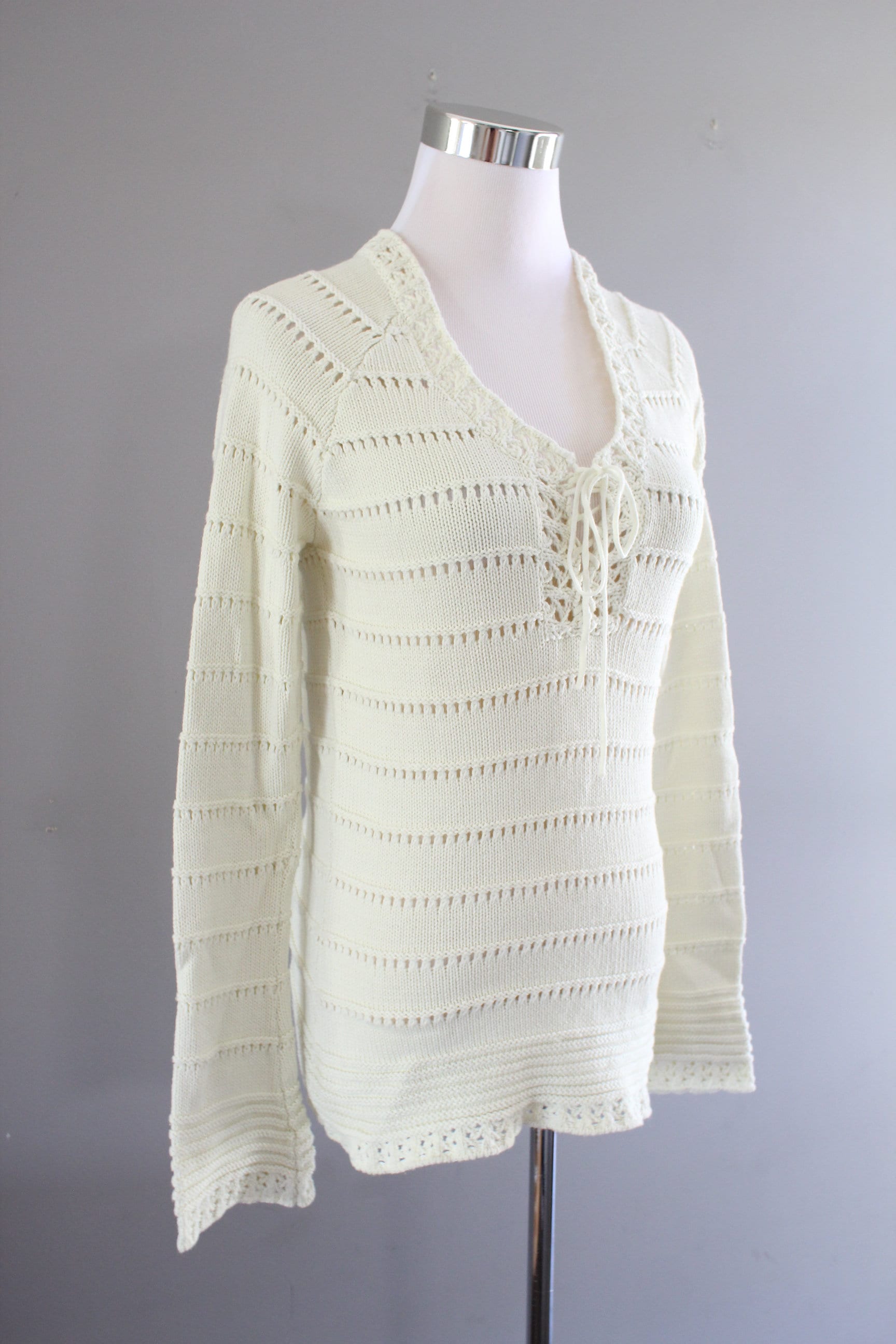 Vintage Cotton Knit Jumper White Boho Jumper Bohemian Sweater - Etsy UK