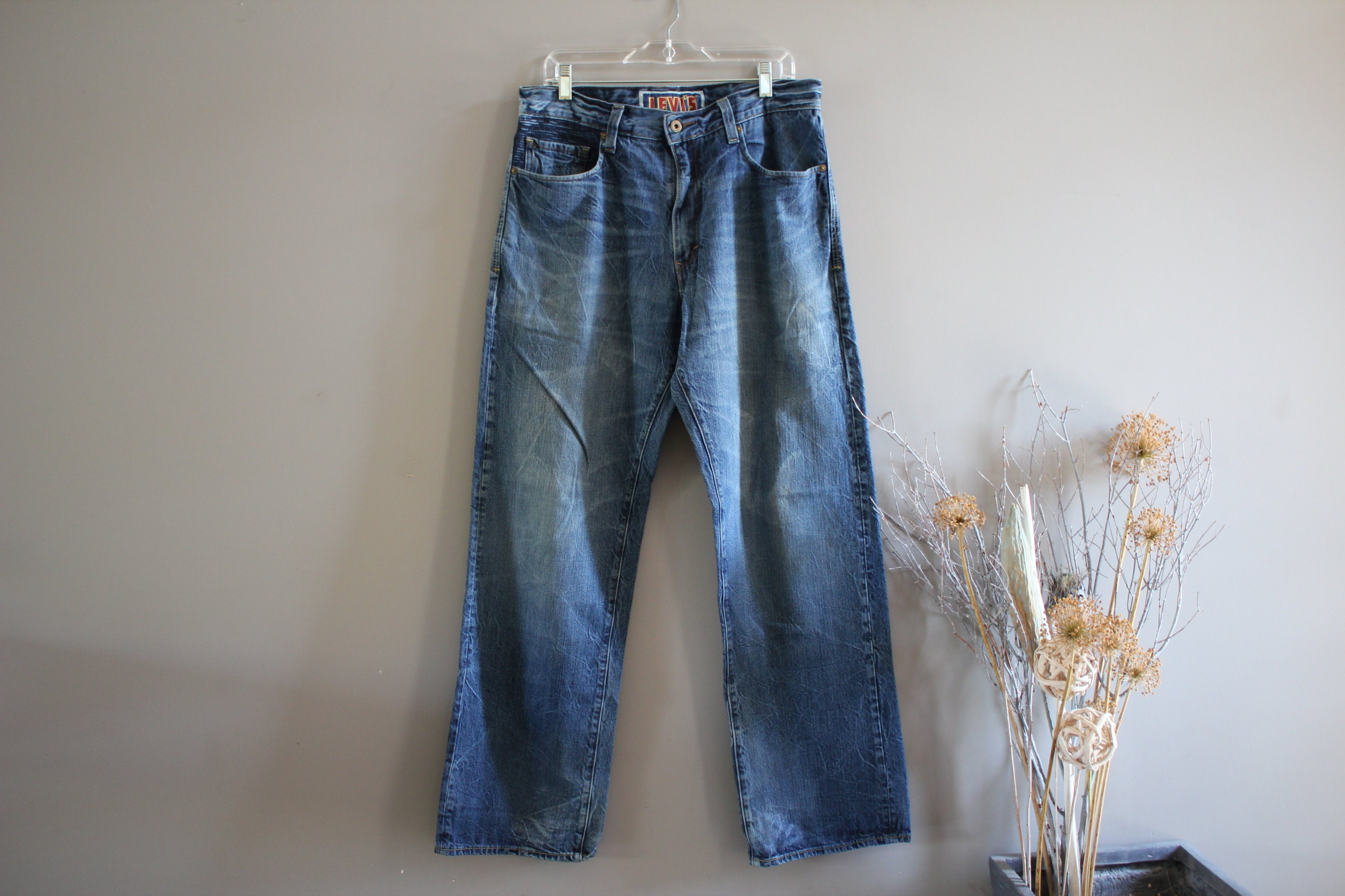 Levis 569 Medium Blue Loose Fit Mid Waist Straight Leg Wide | Etsy Ireland