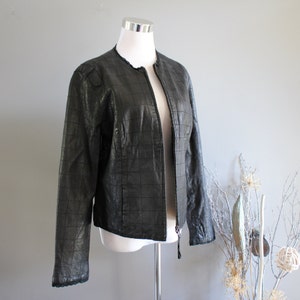 vintage Véritable Cuir Noir Veste Noir Blazer Cuir Noir Blazer Petite Veste en Cuir Vintage 90s 80s Taille L O251A