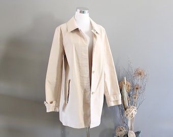 Vintage Beige Frühling Trench Mantel Minimalist Frühlingsjacke Größe L O359A