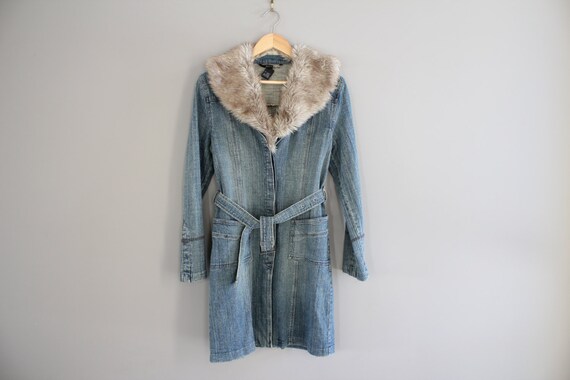jeans coat with fur