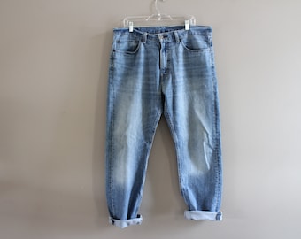Levis 505 Jeans Straight Leg Stonewashed Regular Fit Light Blue Zip Fly  Vintage Levis Waist 36x32