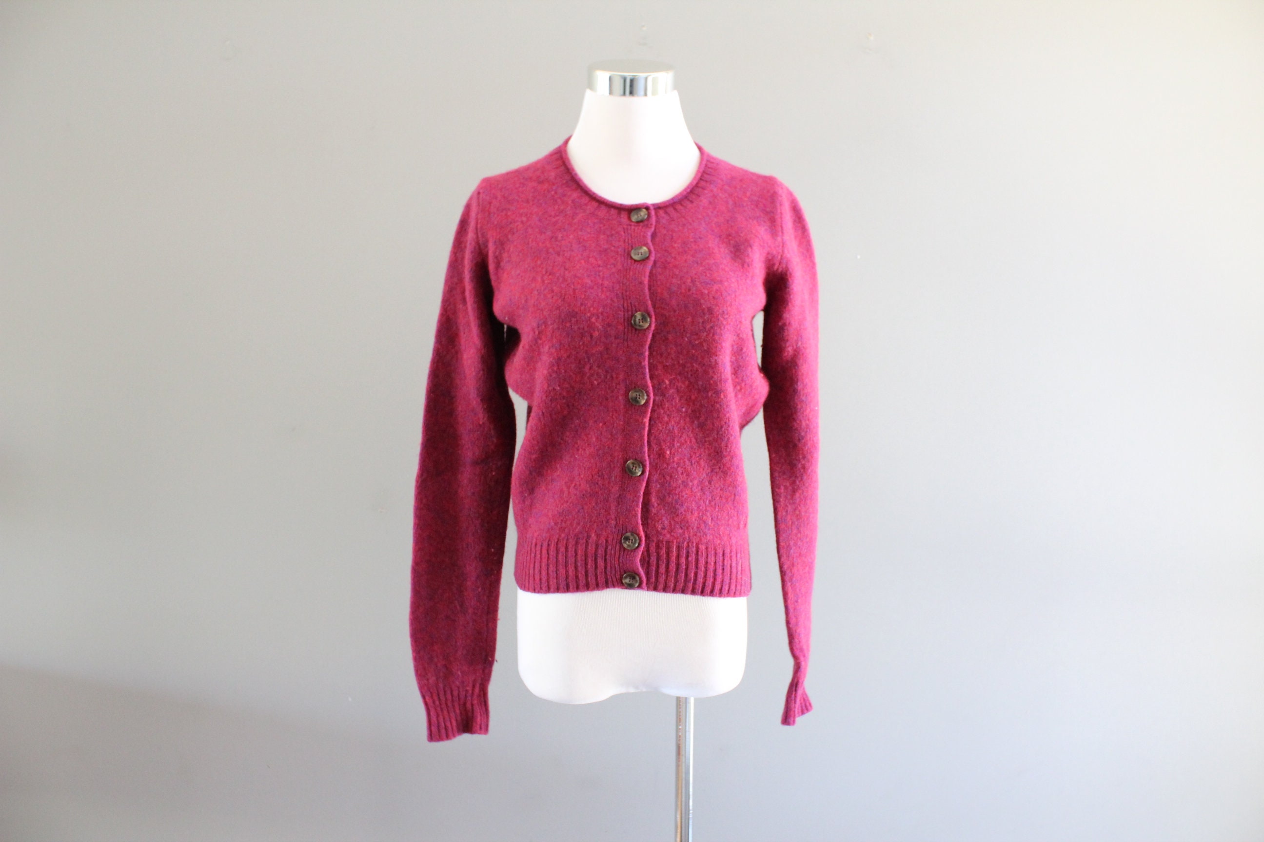 pink wool cardigan