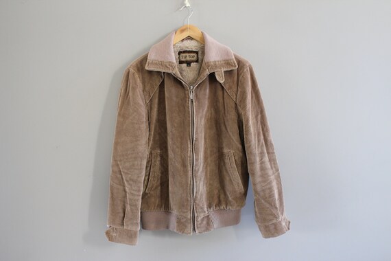 Size M Corduroy Sherpa Lined Trucker Jacket Beige