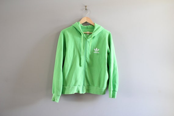 Adidas Zip up Hoodie Green Trefoil Logo Sweatshirt Fleece | Etsy