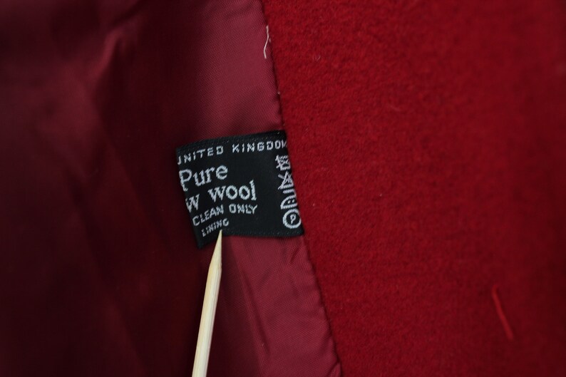 Pure Virgin Wool Coat Red Wool Winter Overcoat Cocoon Wool Coat Minimalist Oversized Vintage Size M-L Made in UK 90s O197A