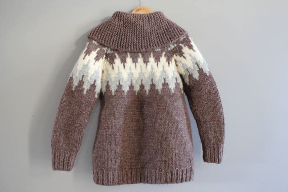 Vintage Handmade Wool Cowichan Chunky Knit Cardig… - image 9