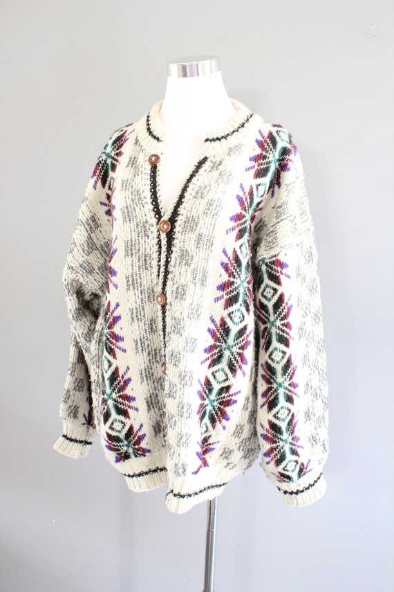 Vintage Handmade Wool Cardigan Nordic Cardigan No… - image 5